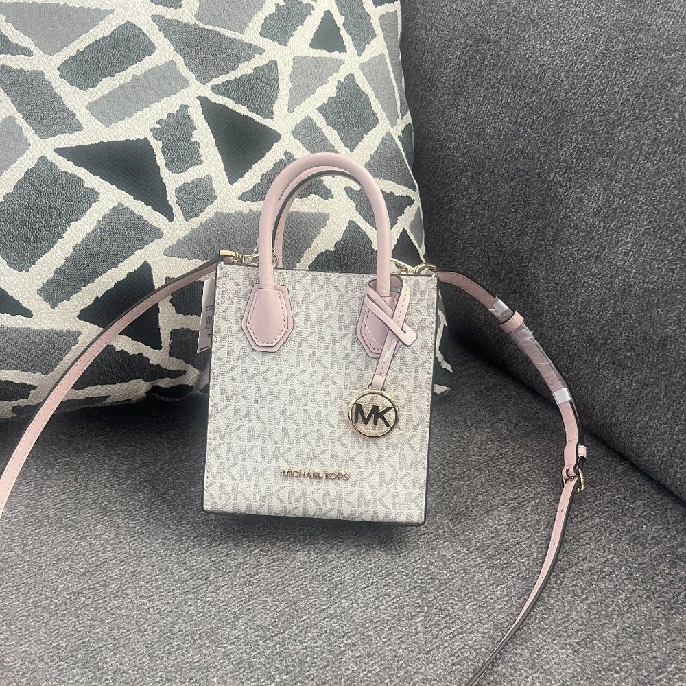 NWT Michael Kors Mercer Extra Small Shopper Crossbody Bag Powder Blush Multi
